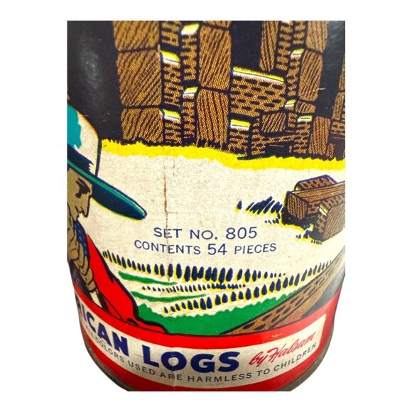 Vintage Halsam American Logs Building Set In Original Tube - Picture 7 of 7